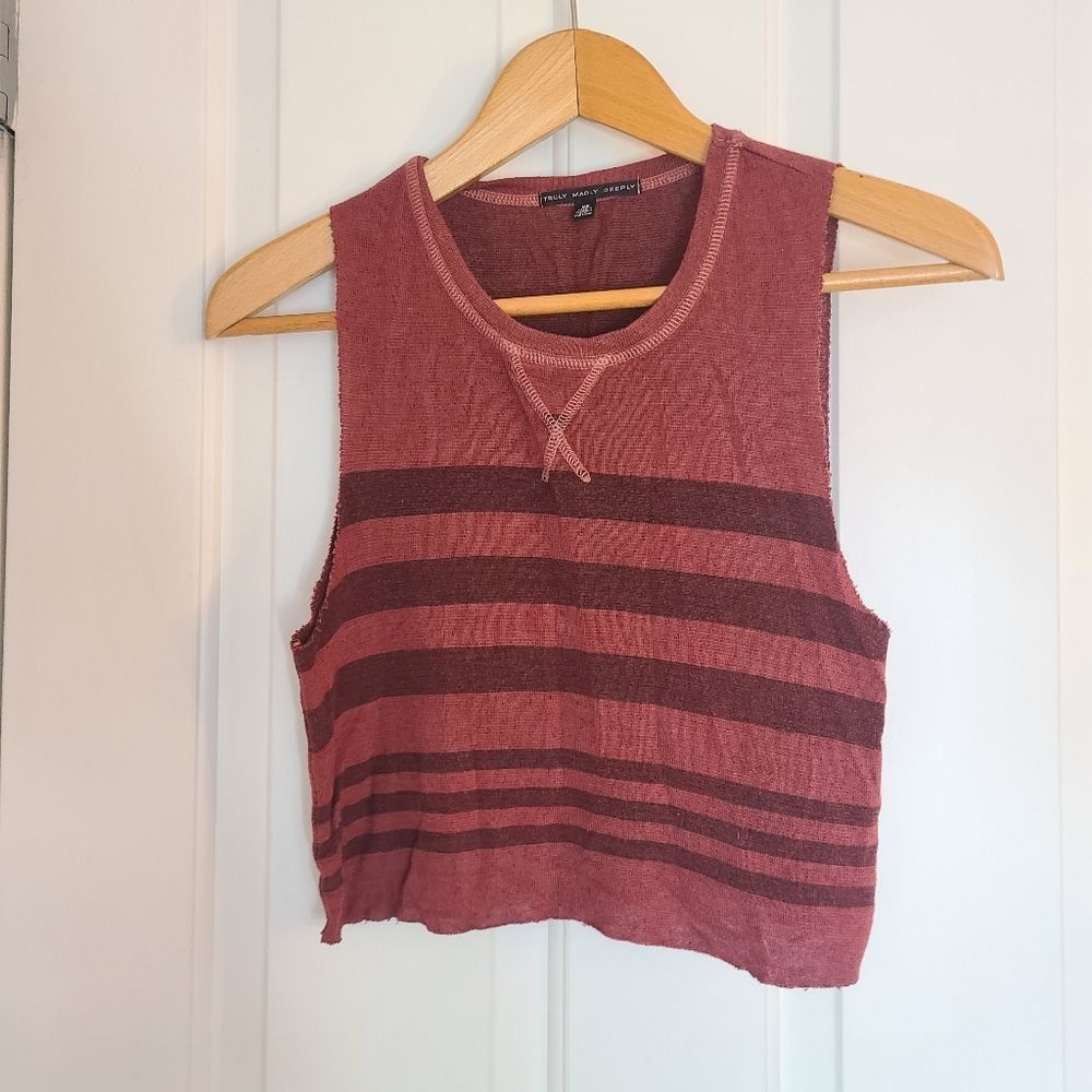 Truely Madly Deeply  Burnt Orange, Rust Stripped Cropped Top